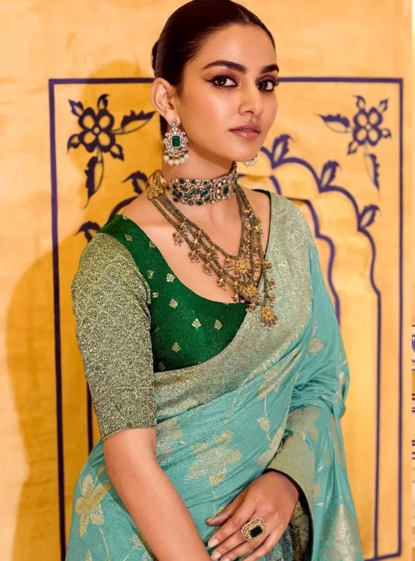 Kimora Rajmahal Banarasi Silk Border Work Festival Wear Saree Collection