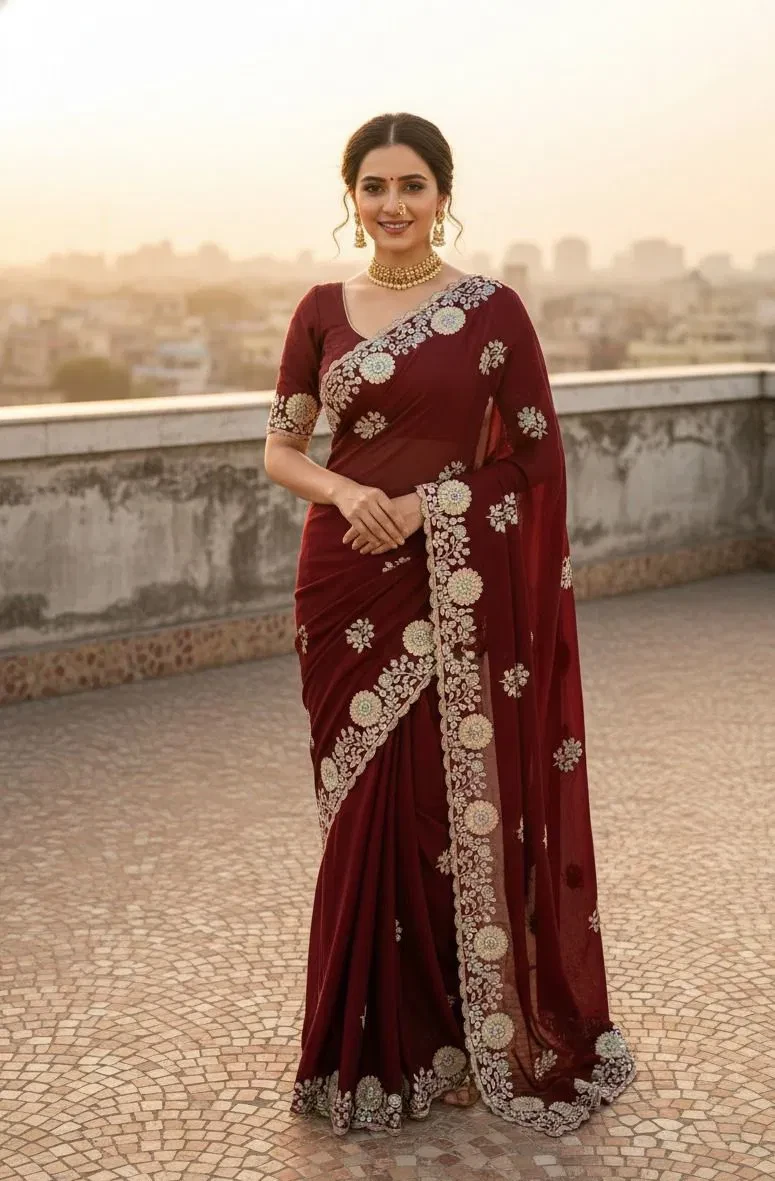 Vt 830 T Vichitra Embroidery Worked Wedding Wear Saree Collection