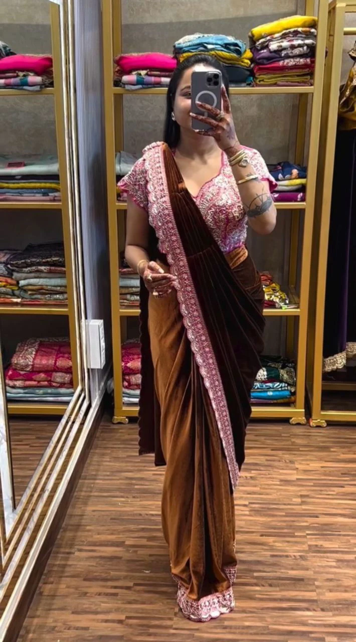 Bt 7145 Fandy Satin Sequence Worked Ready to Wear Saree Collection