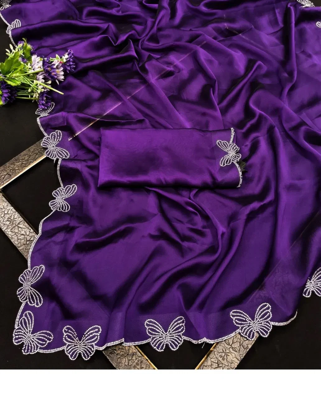 Butterfly Chanderi Silk Embroidered Beautiful Saree Collection