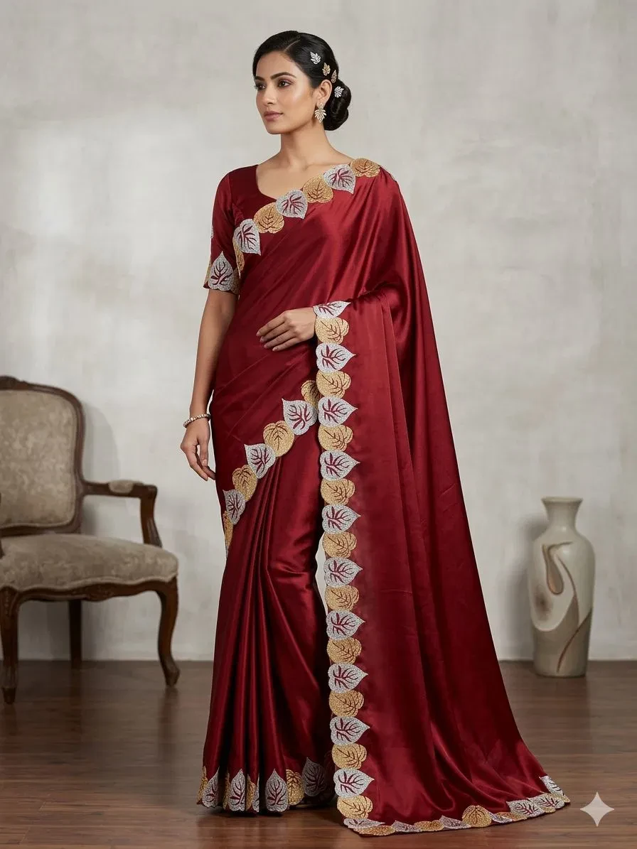 Fashionable Ah Rangoli Silk Embroidery Worked Fancy Saree Collection