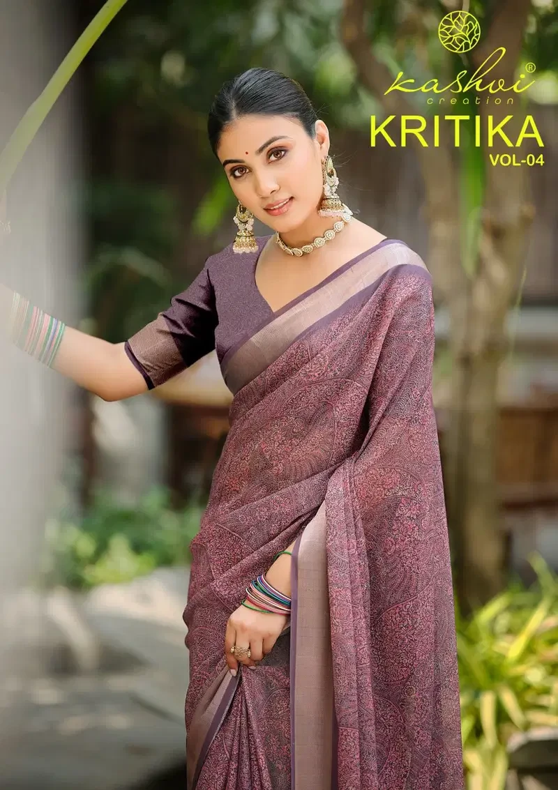 Kashvi Kritika Vol 04 Dull Moss Kasab Fancy Saree Collection