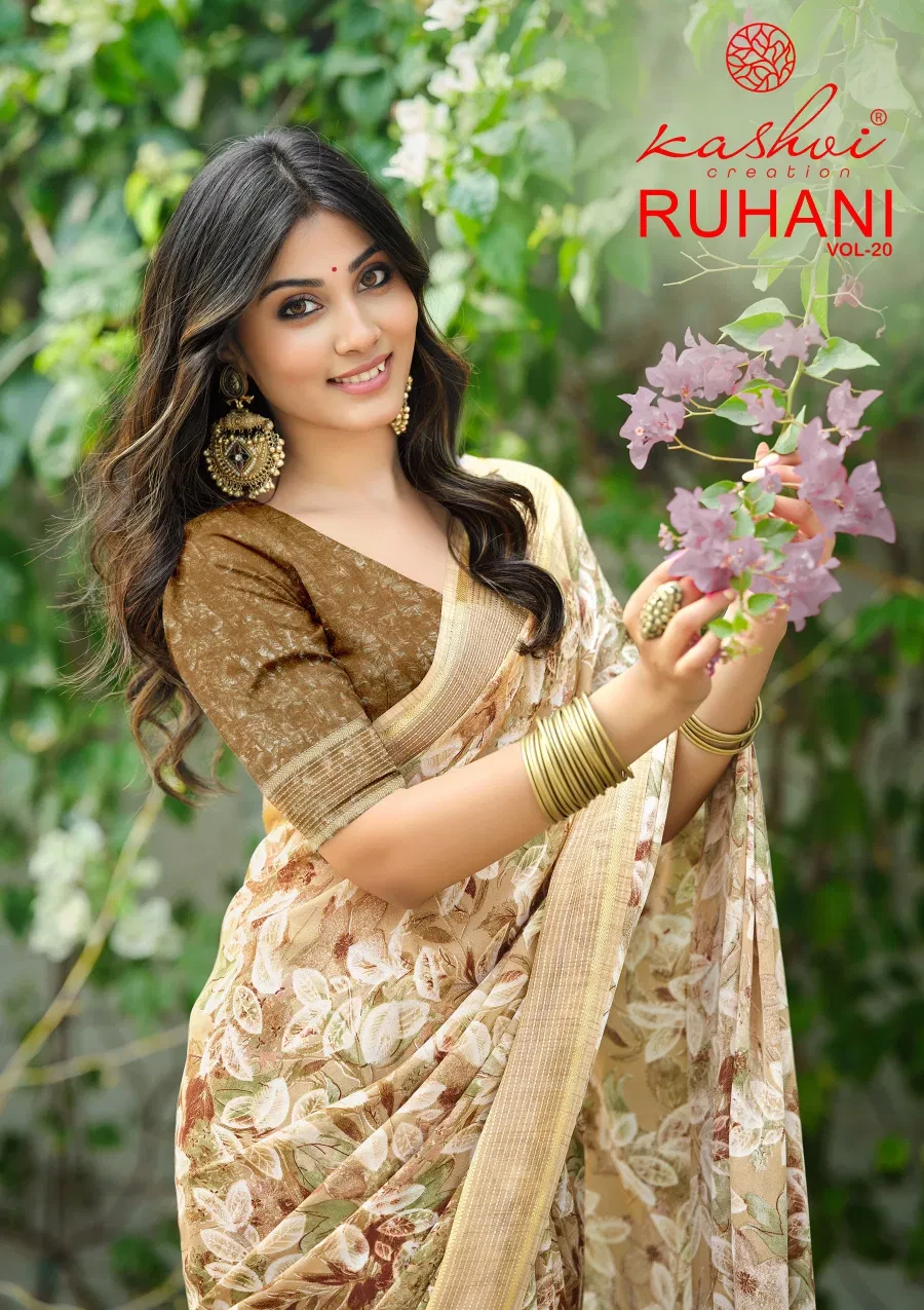 Kashvi Ruhani Vol 20 Dull Moss Satin Patta Saree Collection
