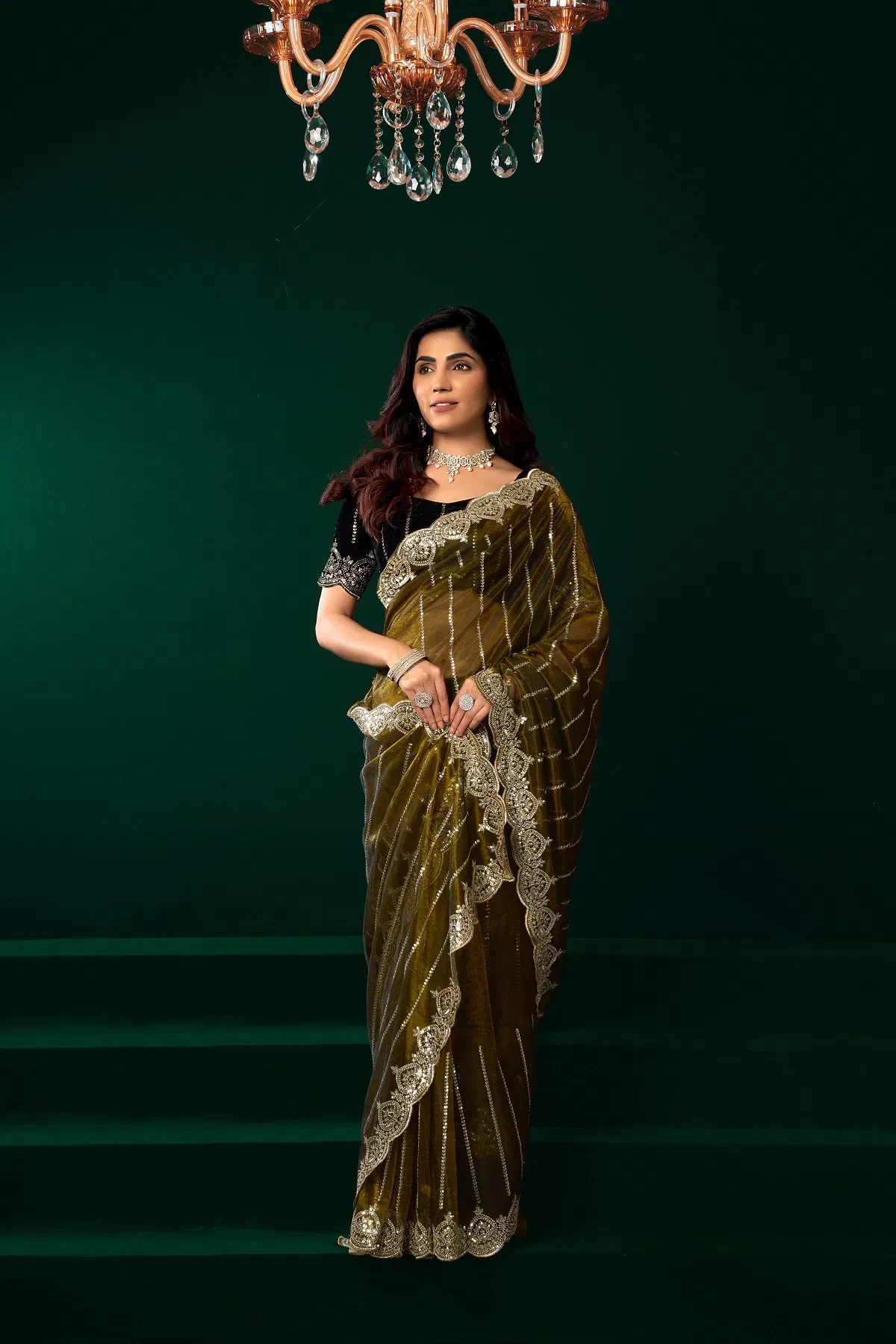 Meera 332 Party Wear Sequence Embroidery Worked Net Saree Collection