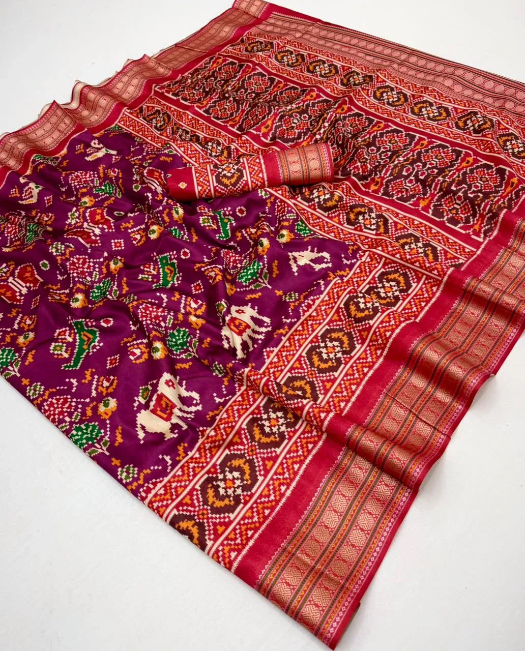 Rajyog Rudraksh Patola Silk Zari Border Patola Saree Collection