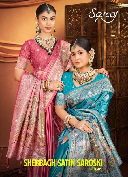 Saroj Sherbagh Satin Saroski Vol 1 Satin Silk Party Wear Saree Collection