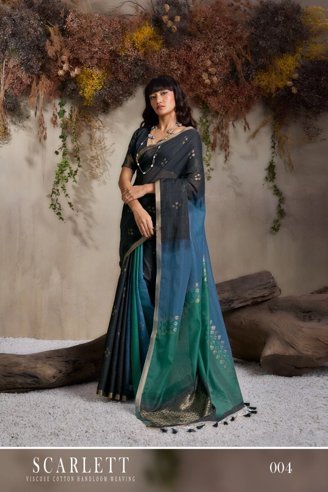 Scarlett 001 to 005 Viscose Cotton Handloom Weaving Worked Saree