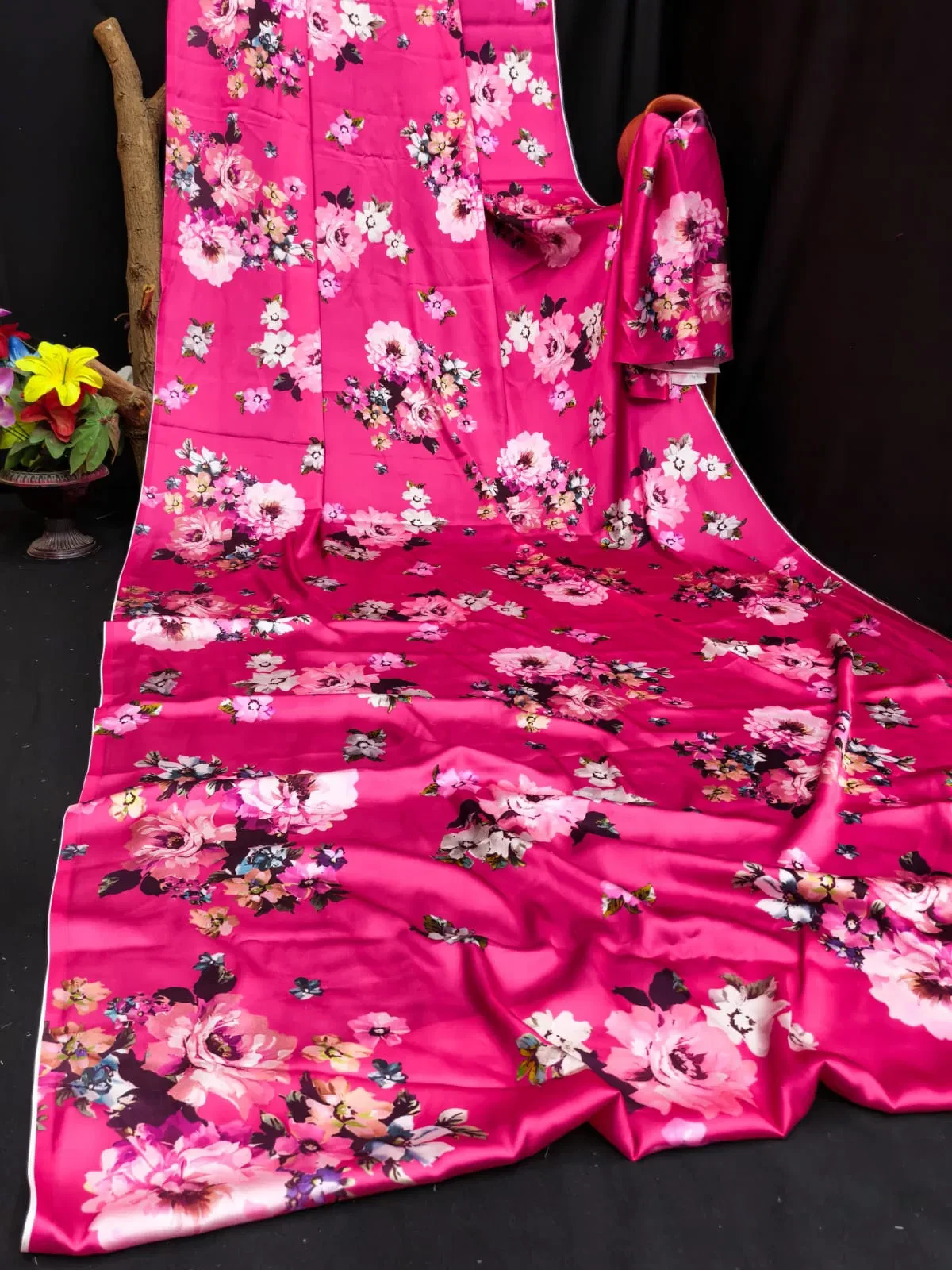 Sf Flora L Japan Satin Floral Printed Fancy Saree Collection