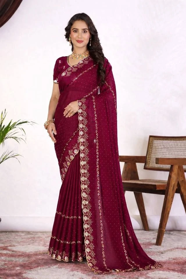 Disha Mg Star Georgette Embroidered Fancy Saree Collection