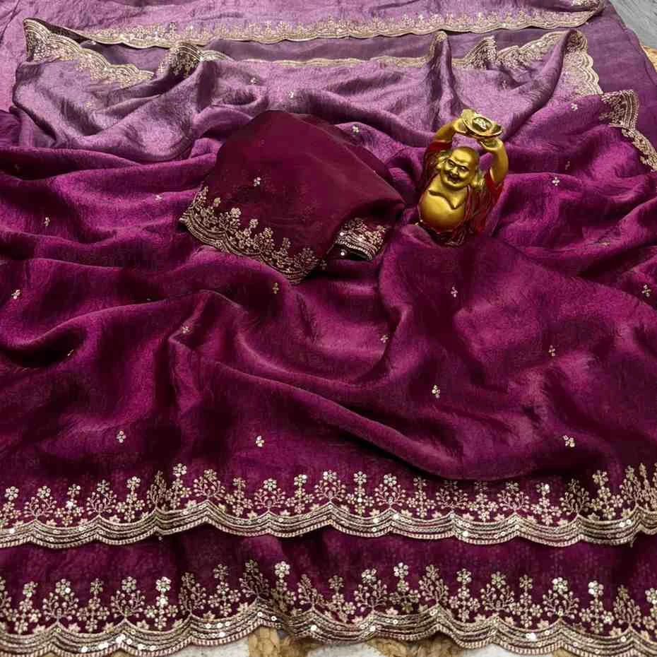 Ds 794 Space Silk Sequence Worked Premium Saree Collection