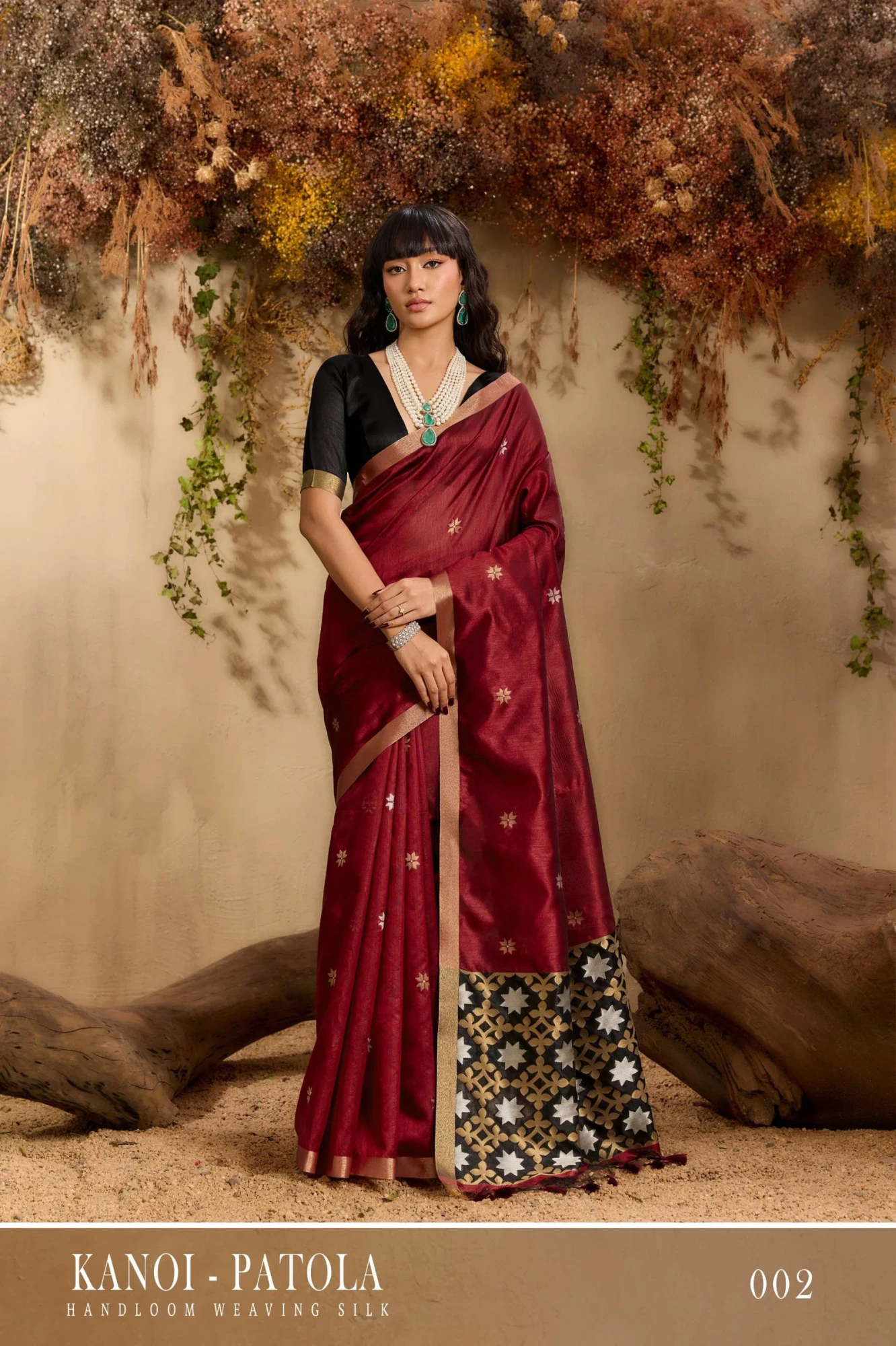 Kanoi Patola Tussar Silk handloom weaving wholesale saree collection