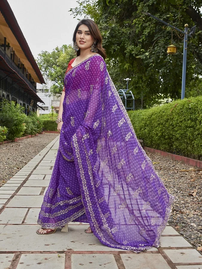 Mahek 222 Georgette Bandhani Printed Party Wear Saree Collection