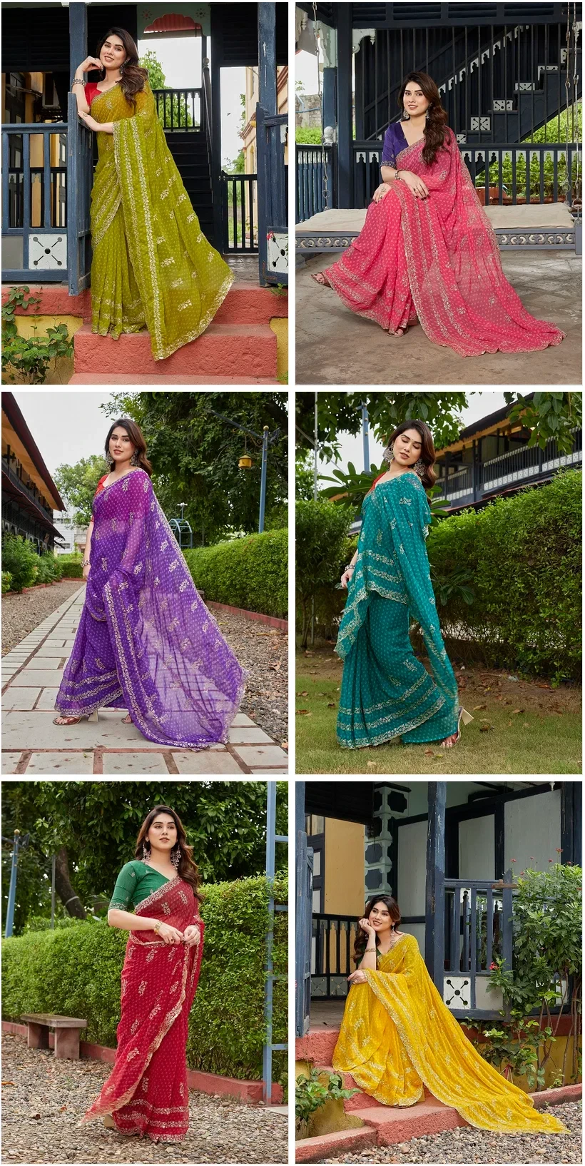Mahek 222 Georgette Bandhani Printed Party Wear Saree Collection