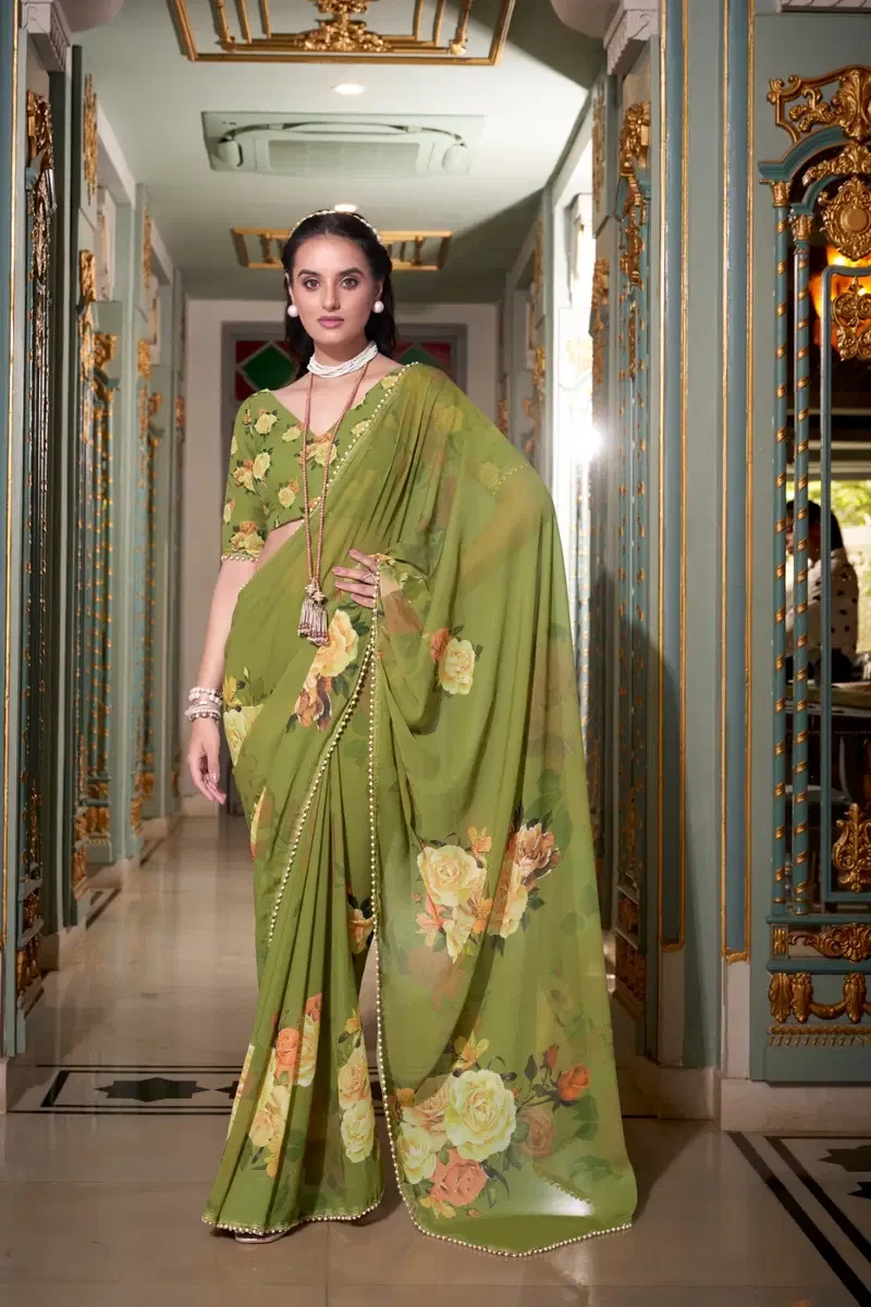 Taraa L 7007 Georgette Printed Casual Wear Saree Collection