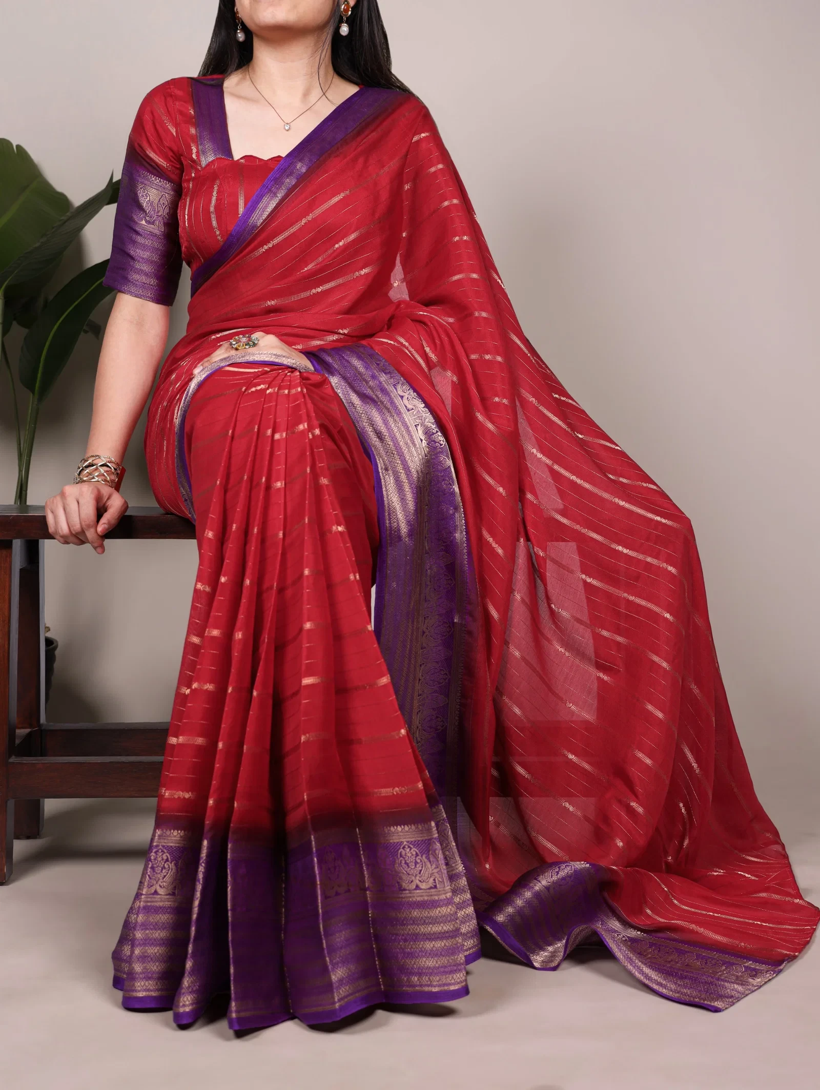 Taraa L 7029 Red Color Crepe Zari Weaving Fancy Saree