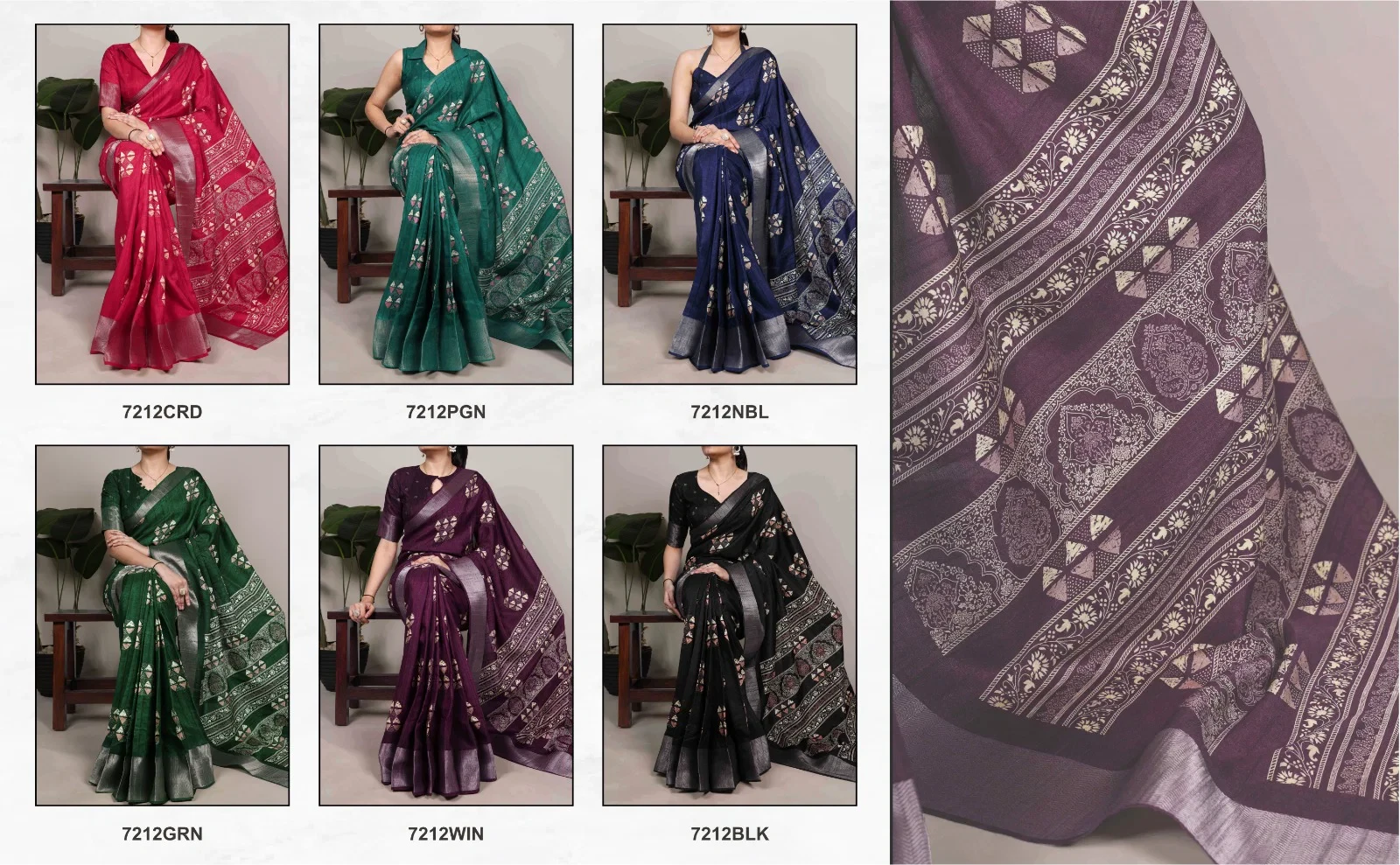 Taraa L 7212 Slub Silk Printed Saree Collection