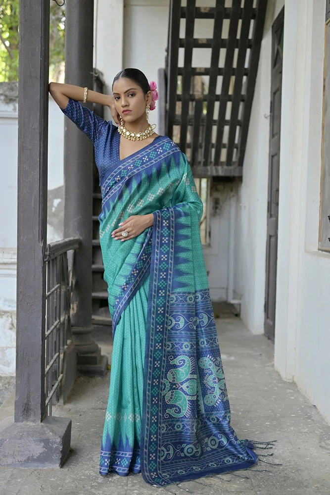 Jf 2281 Soft Tussar Silk Ikkat Printed Saree Collection