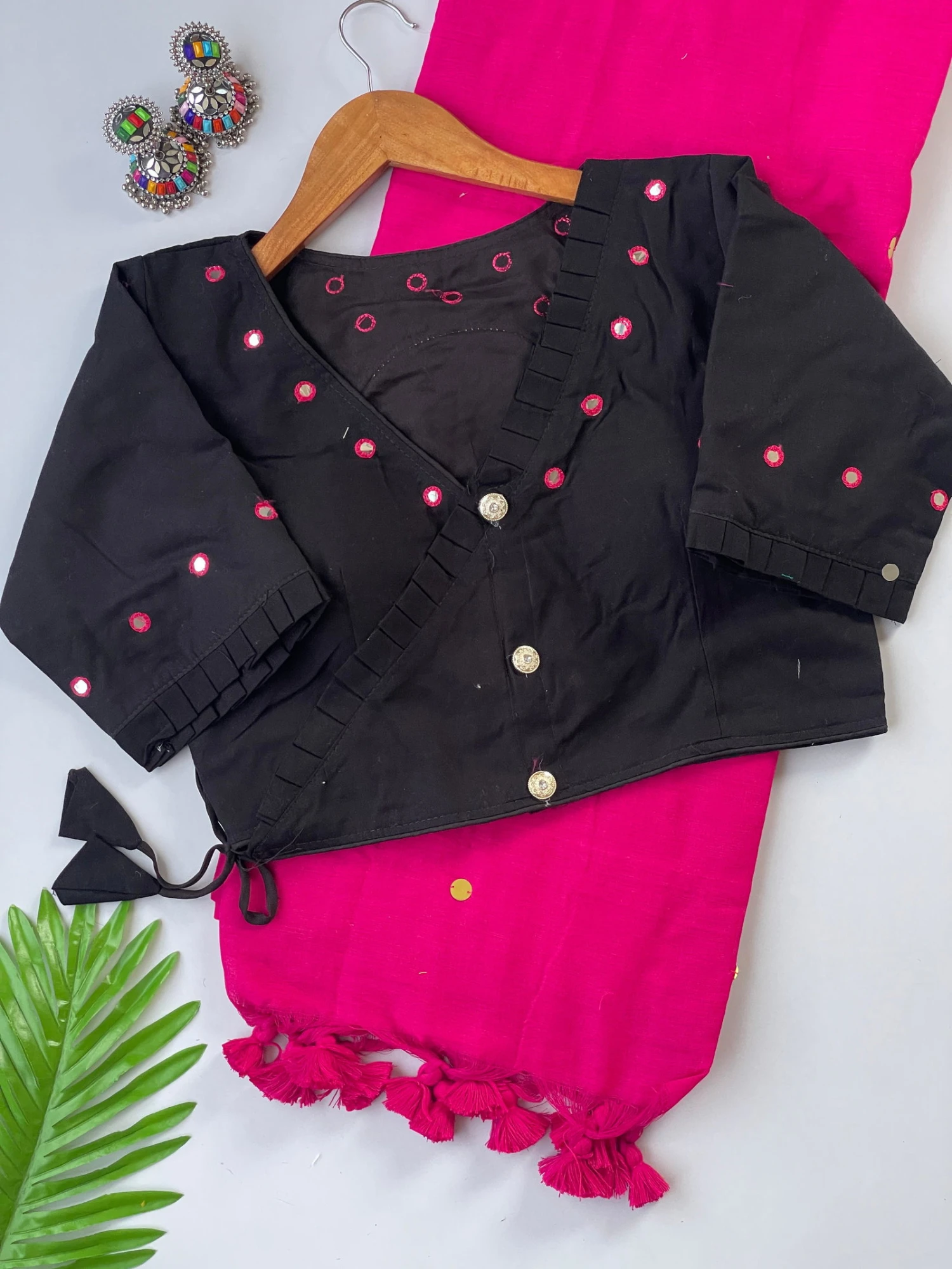 Khadi Black Love Cotton Saree with Embroidered Blouse Collection