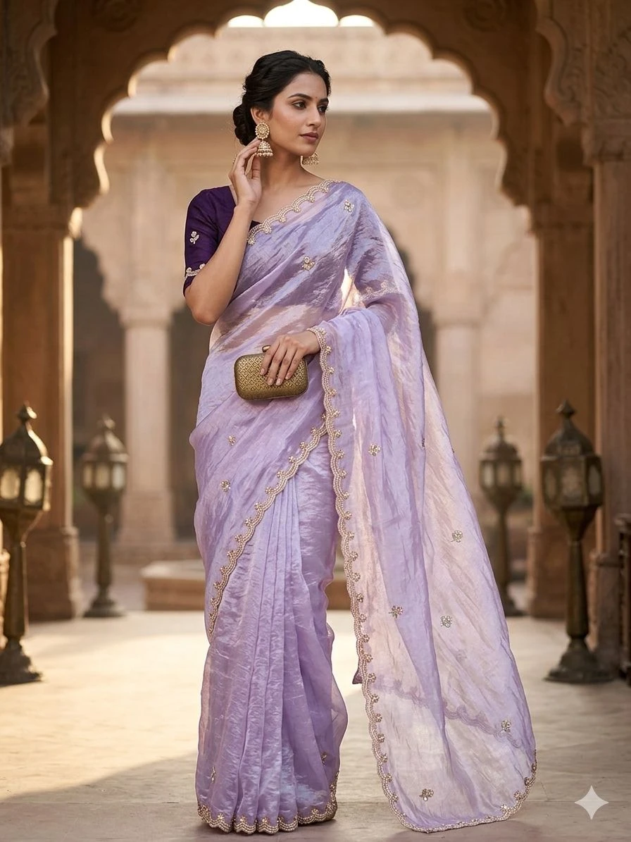 Rishika Saree Ah Fendy Satin Embroidered Saree Collection