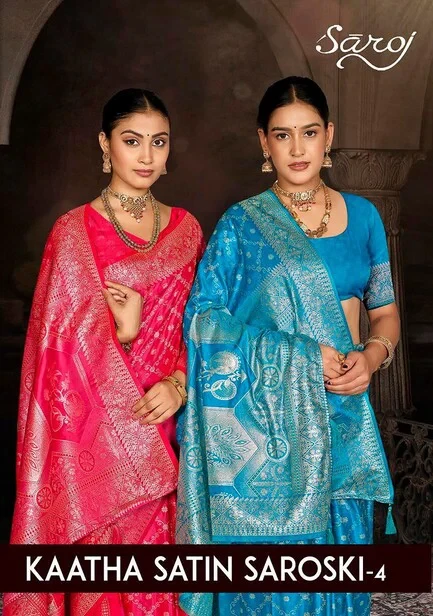 Saroj Kaatha Satin Saroski Vol 4 Satin Silk Saree Collection