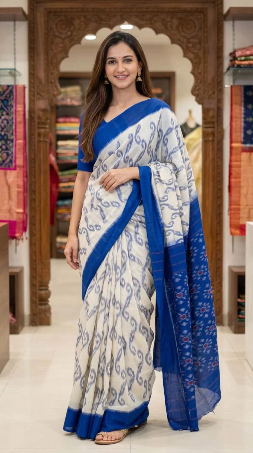 Sckr Ikkat D Linen Ikkat Printed Saree Collection