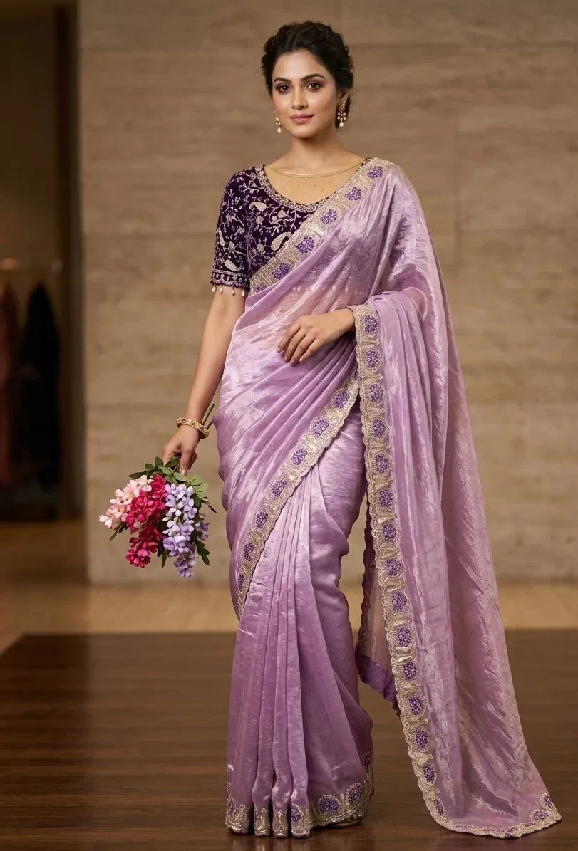 Vt 859 T Fandy Sattin Silk Sequence Worked Saree Collection