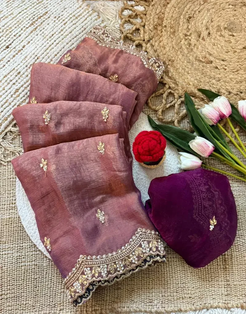 Vt 862 T Fendy Chiffon Silk Sequence Worked Saree Collection