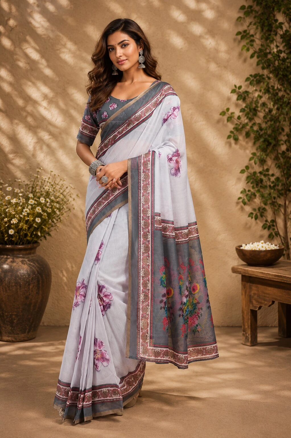 Meera 340 Chanderi Cotton Printed Ready to Wear Saree