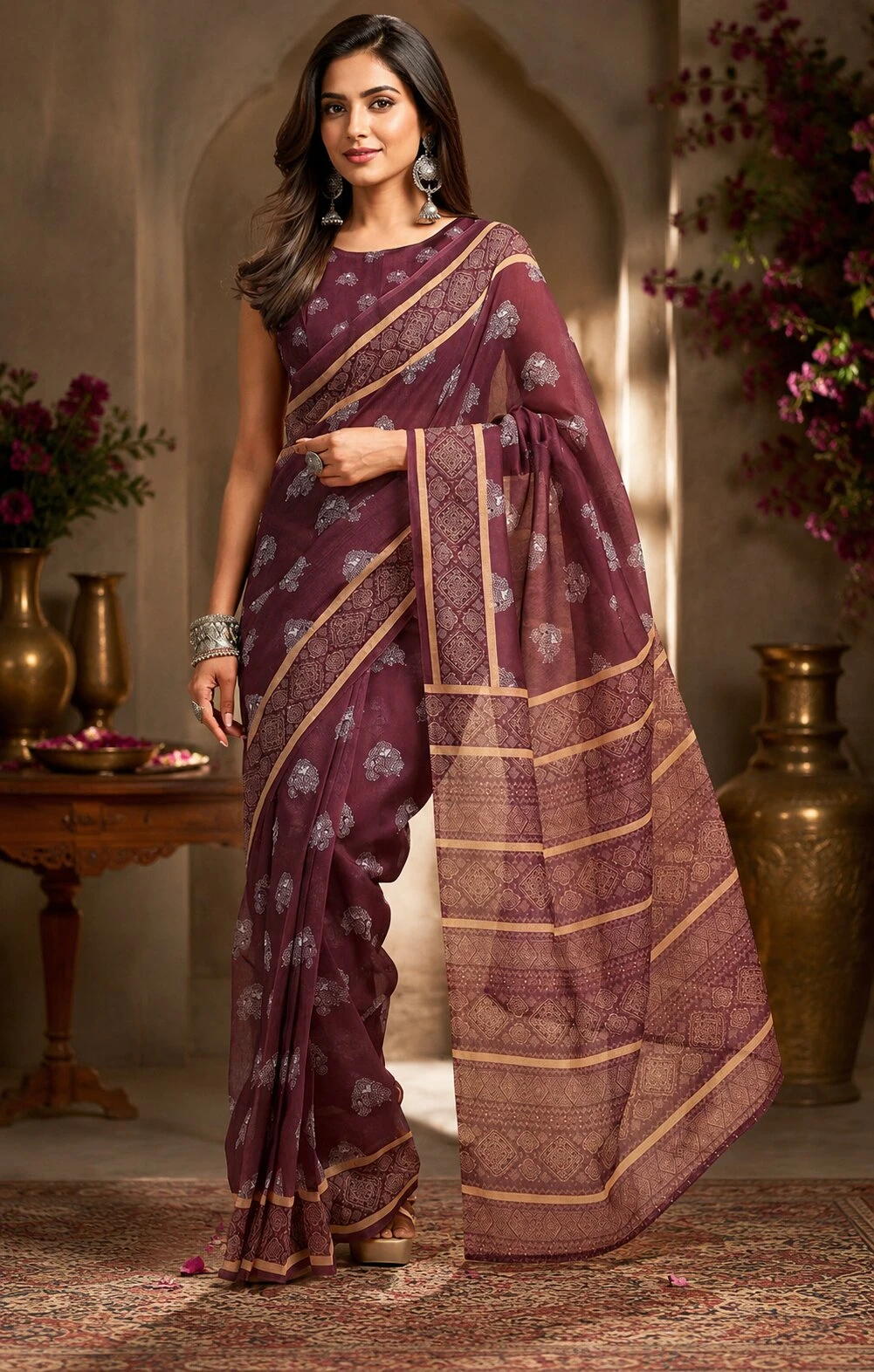 Meera 340 Chanderi Cotton Printed Ready to Wear Saree