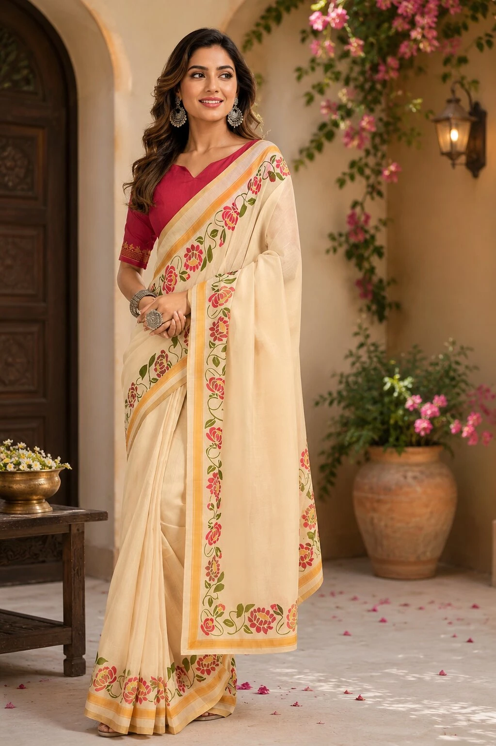 Meera 340 Chanderi Cotton Printed Ready to Wear Saree