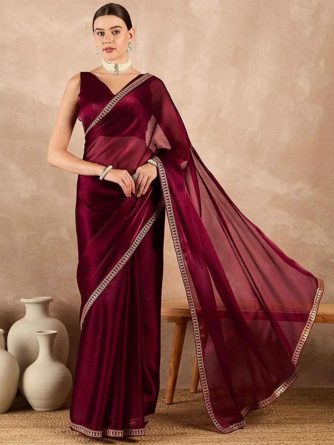 Shc Amisha Cherry Pink Rangoli Silk Sequence Saree Collection