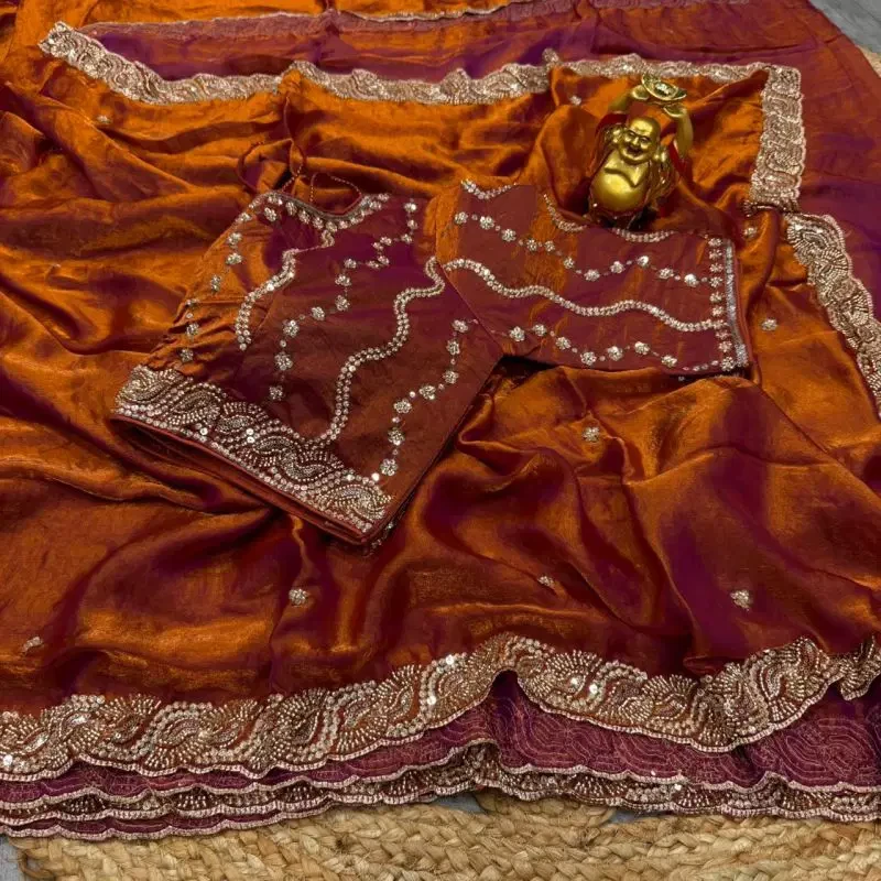 Ds 2001 Space Silk Sequence Cutdana Worked Premium Saree Collection