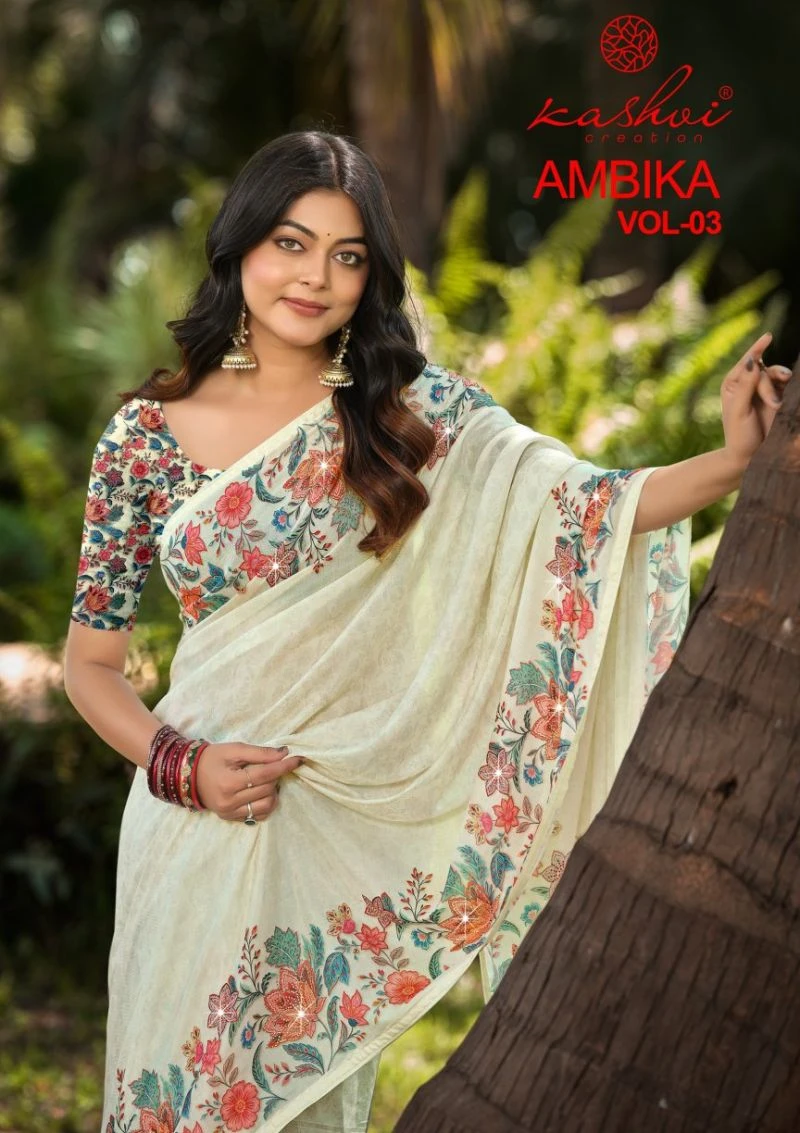 Kashvi Ambika Vol 3 Chocolate Digital Print Saree Collection
