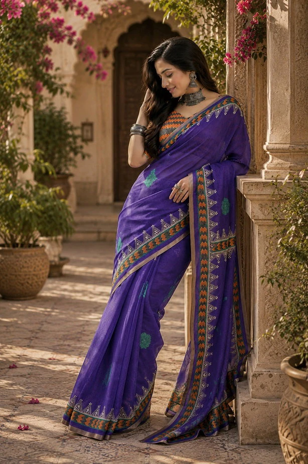 Meera 346 Linen Digital Printed Saree Collection