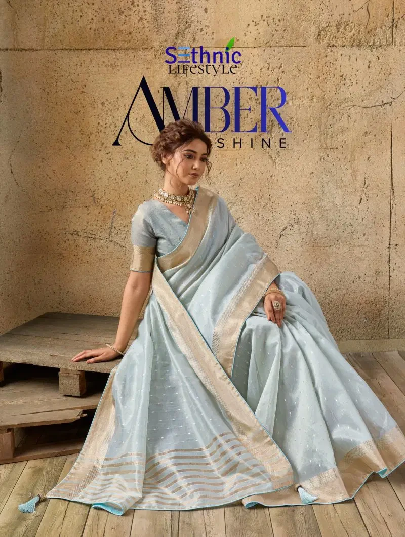 Sethnic Amber Shine Tissue Linen Zari Work Saree Collection
