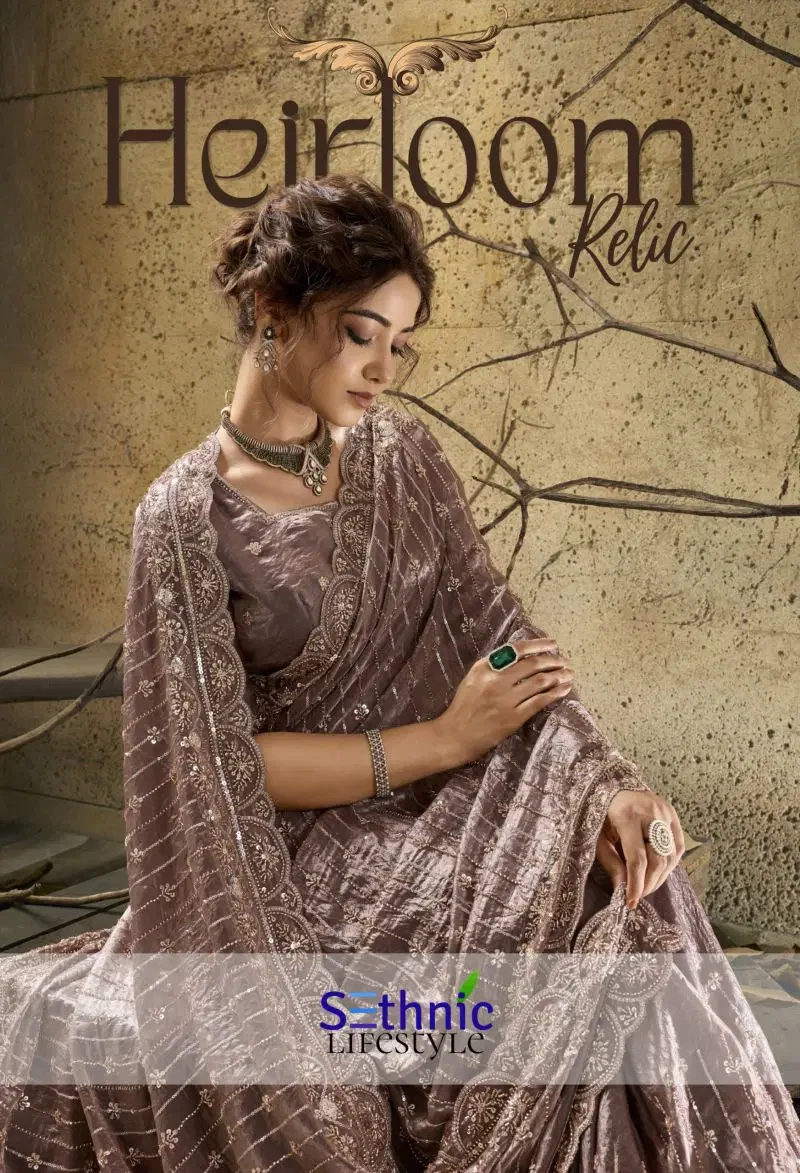 Sethnic Heirloom Relic Velvet Satin Zari Work Designer Saree Collection