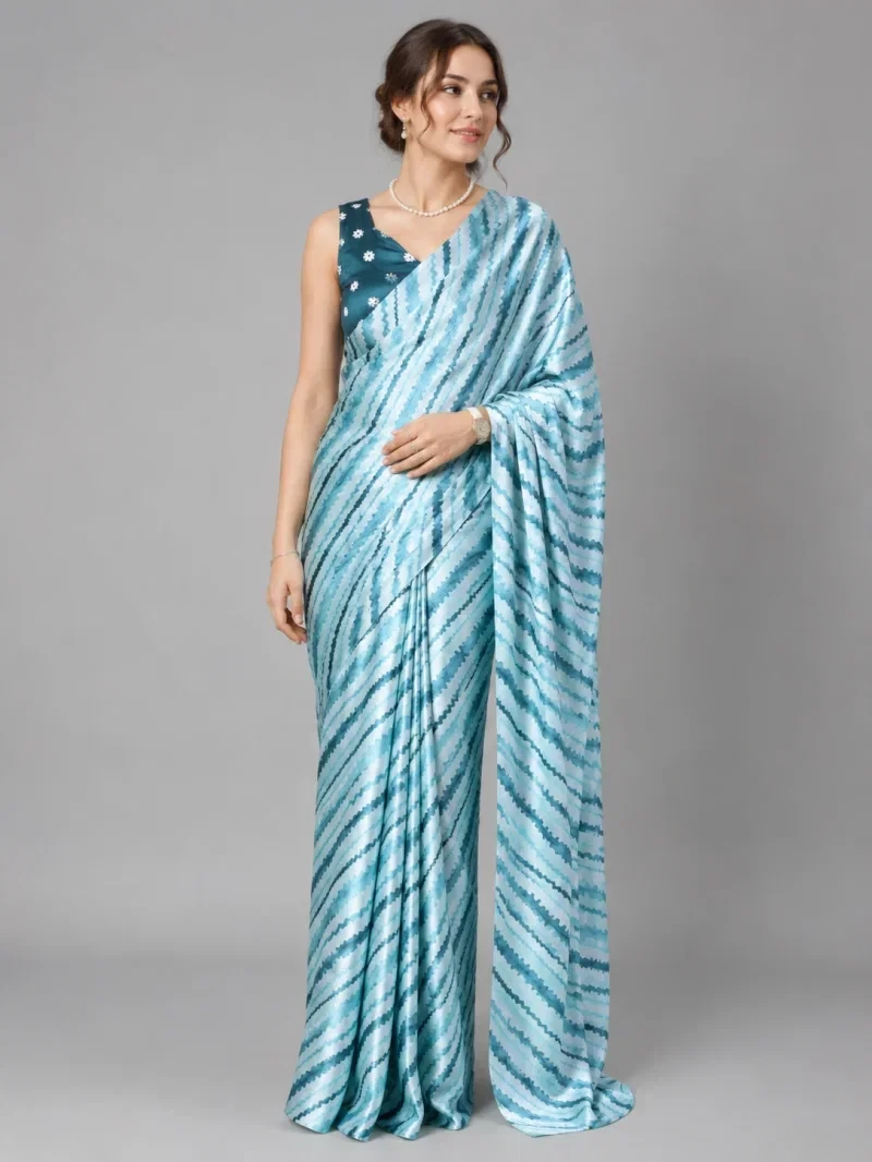 Sf Leheriya Japan Satin Leheriya Printed Saree Collection
