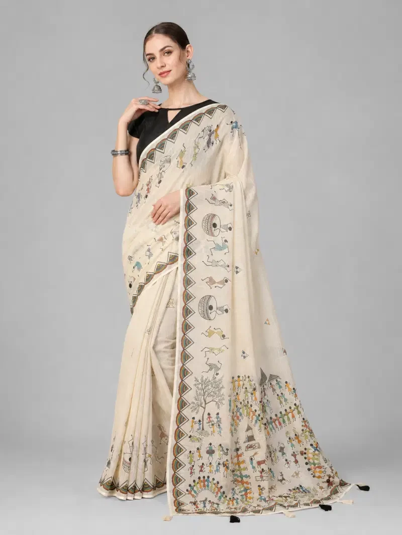 Schc Swara a Linen Cotton Printed Saree Collection