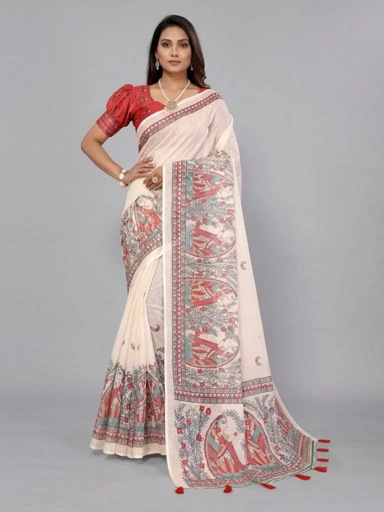 Schc Swara C Linen Cotton Crafted Saree Collection