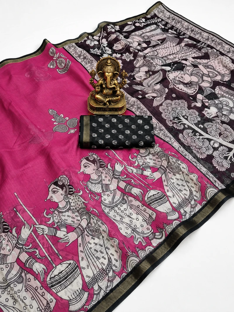Sckr Kalam a Linen Zari Border Saree Collection