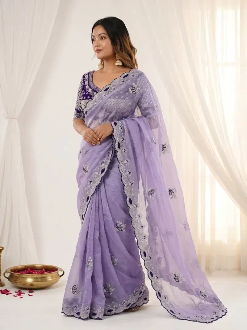 Vt 901 T Fandy Satin Embroidery Worked Designer Saree Collection
