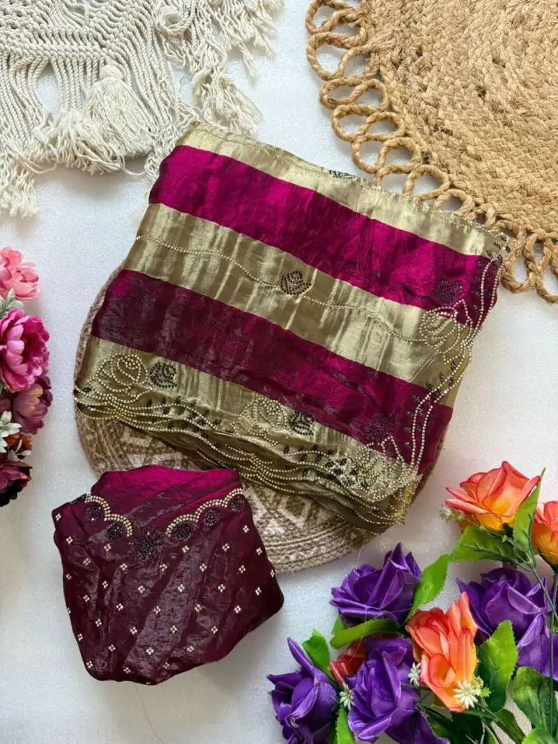 Vt 906 T Space Silk Jharkhan Worked Festival Saree Collection