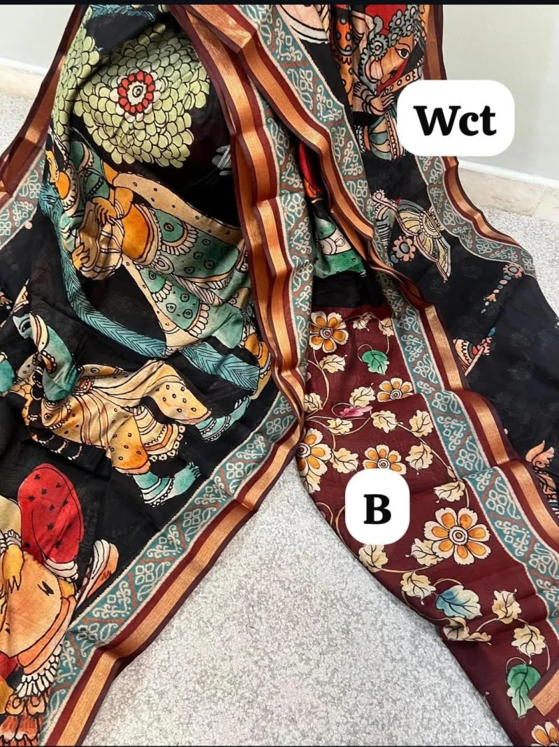 Meraki Vol 19 Mul Cotton Kalamkari Design Saree Collection
