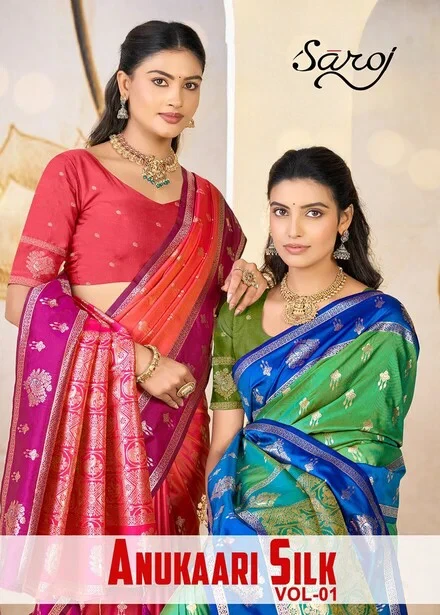 Saroj Anukaari Silk Vol 1 Pure Silk Two Tone Saree Collection