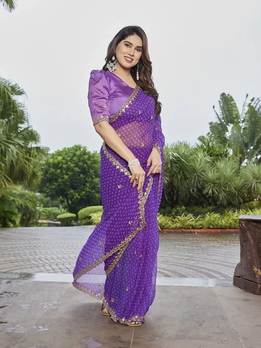 Mahek 223 Georgette Bandhani Printed Party Wear Saree Collection