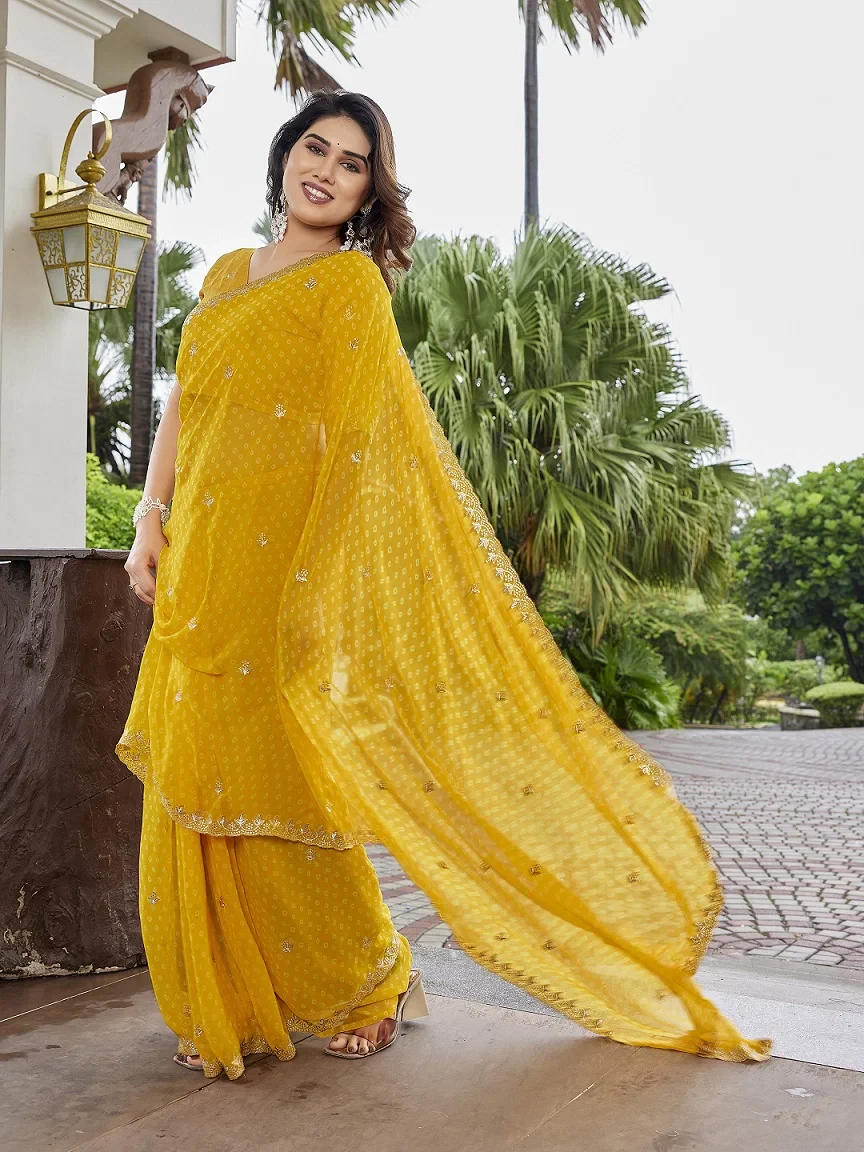 Mahek 223 Georgette Bandhani Printed Party Wear Saree Collection