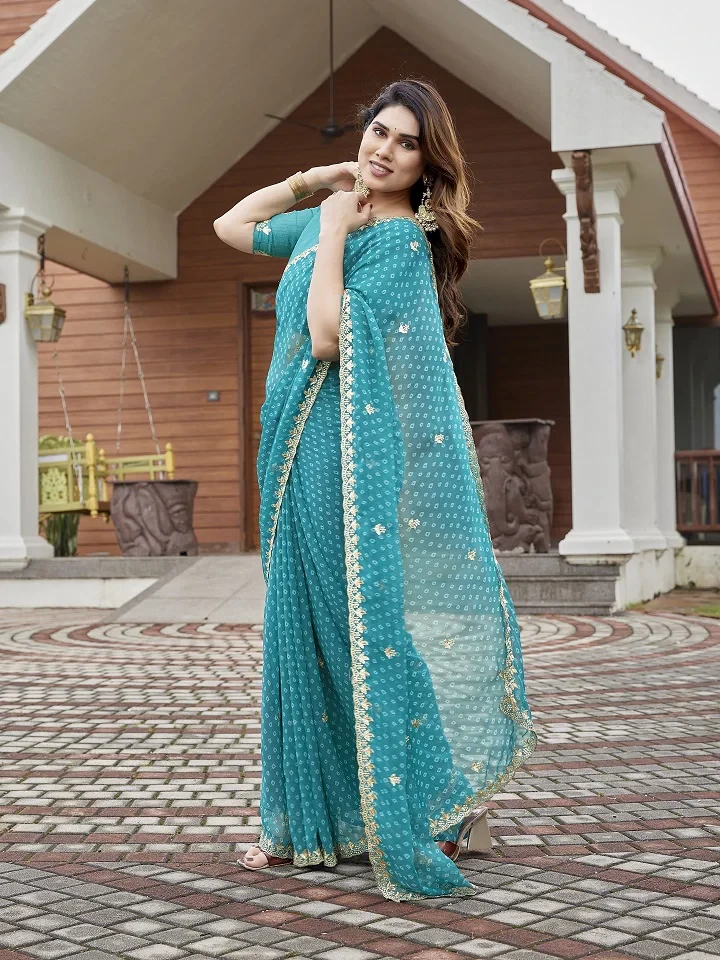 Mahek 223 Georgette Bandhani Printed Party Wear Saree Collection
