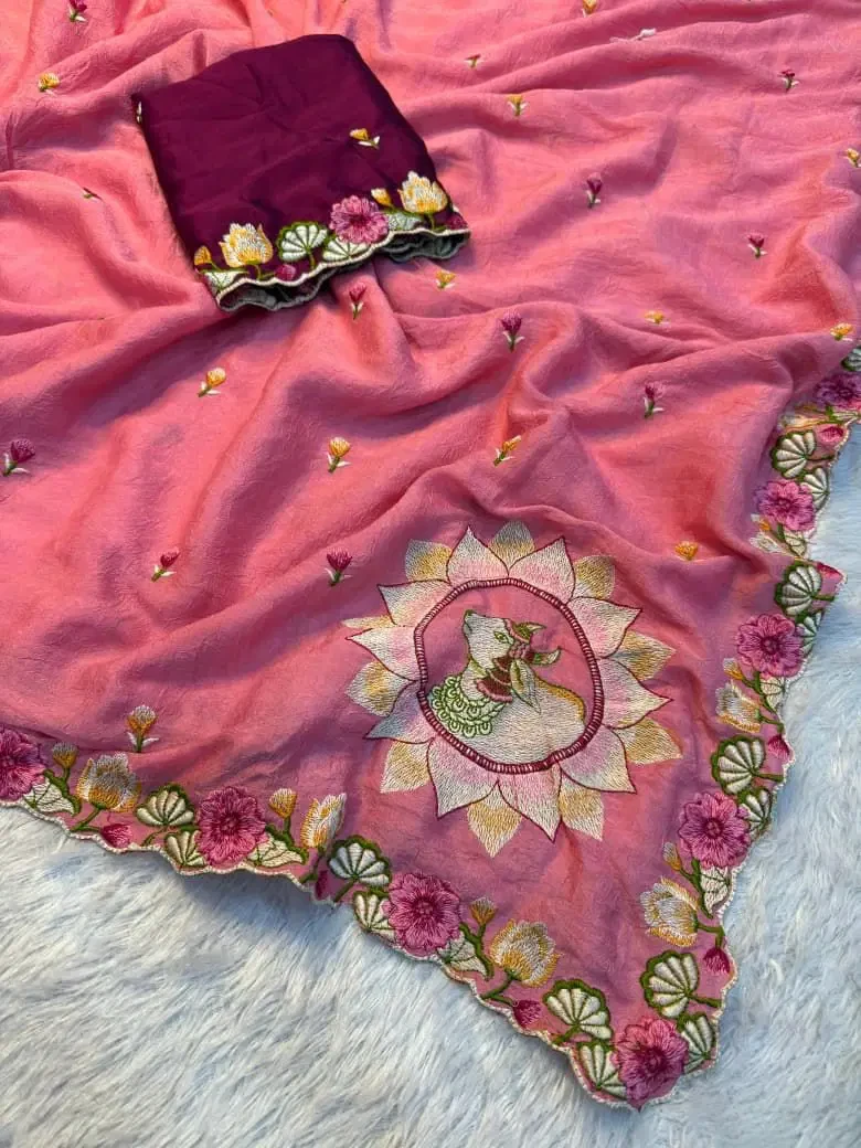 Rangoli Crushed Ah Embroidered Saree Collection