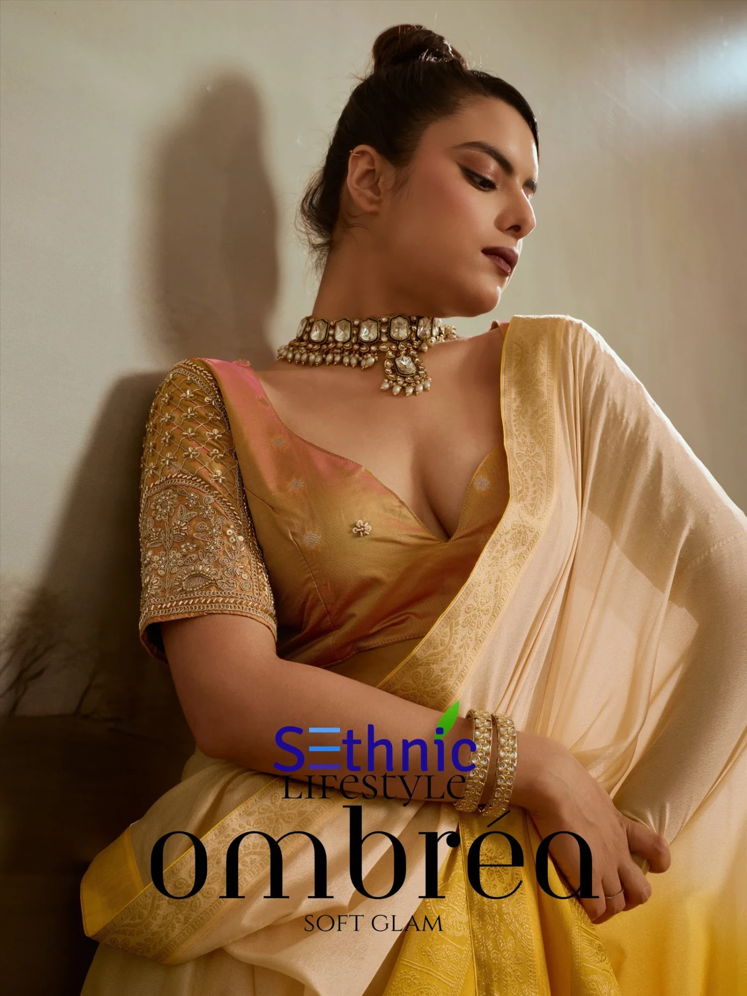 Sethnic Ombrea Soft Glam Chiffon Zari Woven Worked Saree Collection